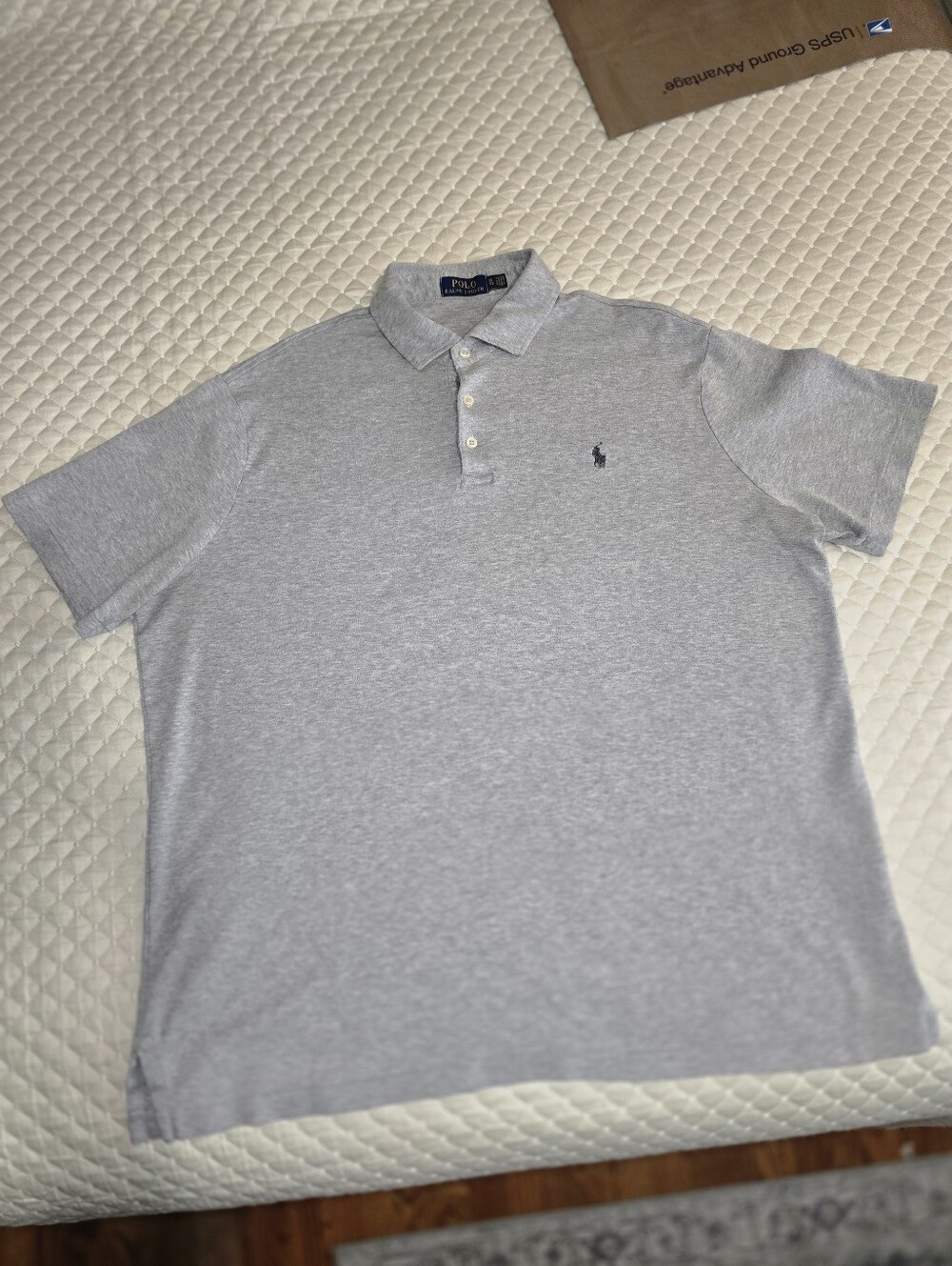 XL - Polo by Ralph Lauren Men’s Heather Gray Short-Sleeve Polo